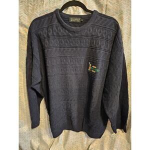 Vintage Blarney Woollen Mills Fisherman's Navy crewneck Sweater Ireland Mens Lg